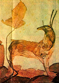Collage of Deer made by dried leaves