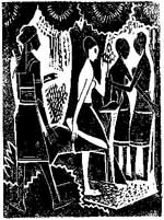 Print- linocut- Tribal group